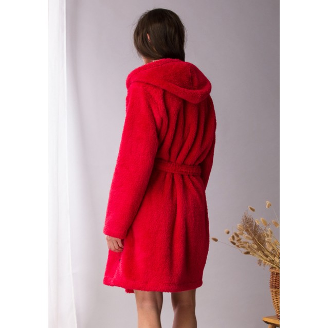Плюшевый короткий халат Key Red