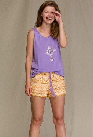 Пижама с шортами из вискозы Key Lavender