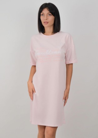Розовая ночная сорочка с принтом Роксана